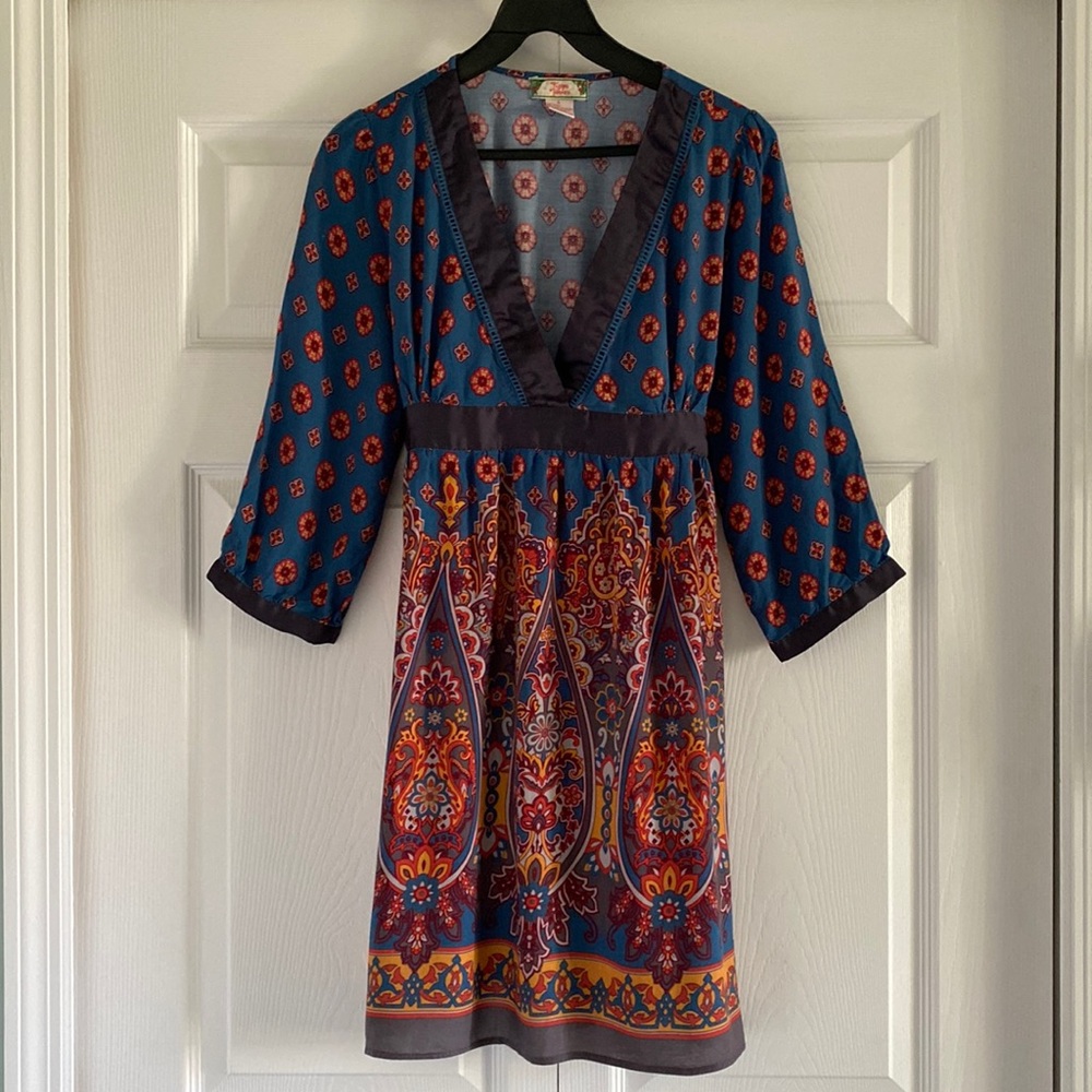 Flying Tomato Paisley Print V Neck Dress - Size Large